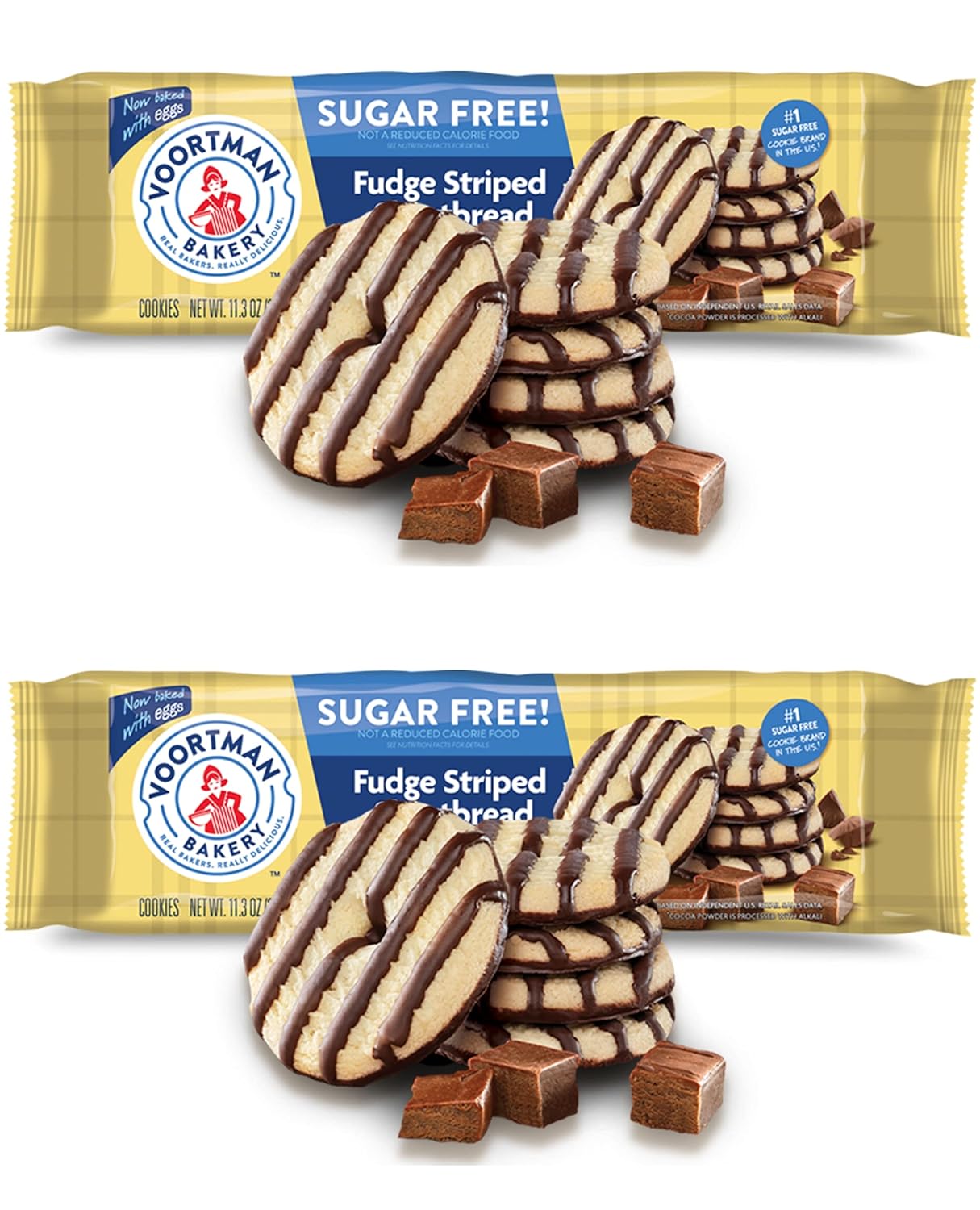 Voortman Bakery 1 Sugar Free Fudge Striped Shortbread