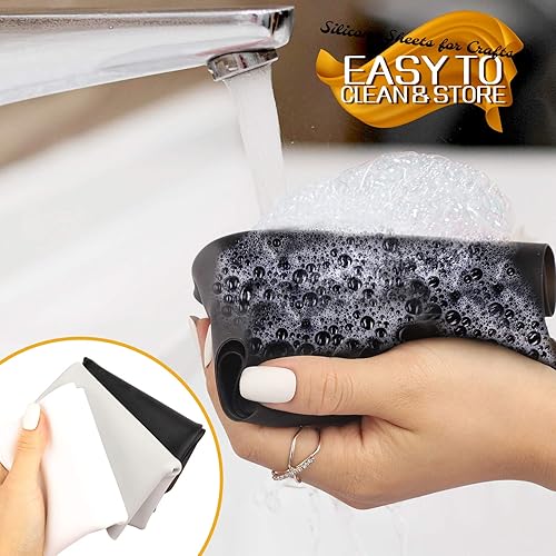 Vista 22 de LEOBRO Alfombrillas de silicona, 3 alfombrillas de silicona para manualidades, moldes de resina, tapete de masa de juego, tapete de silicona Azul