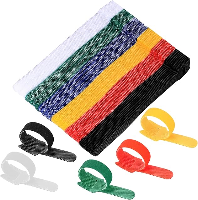 120 Pieces Cable Ties, Cable Tidy Management, Reusable Straps Wire Tidy Ties, Colorful Cord Fastener Cable Organizer