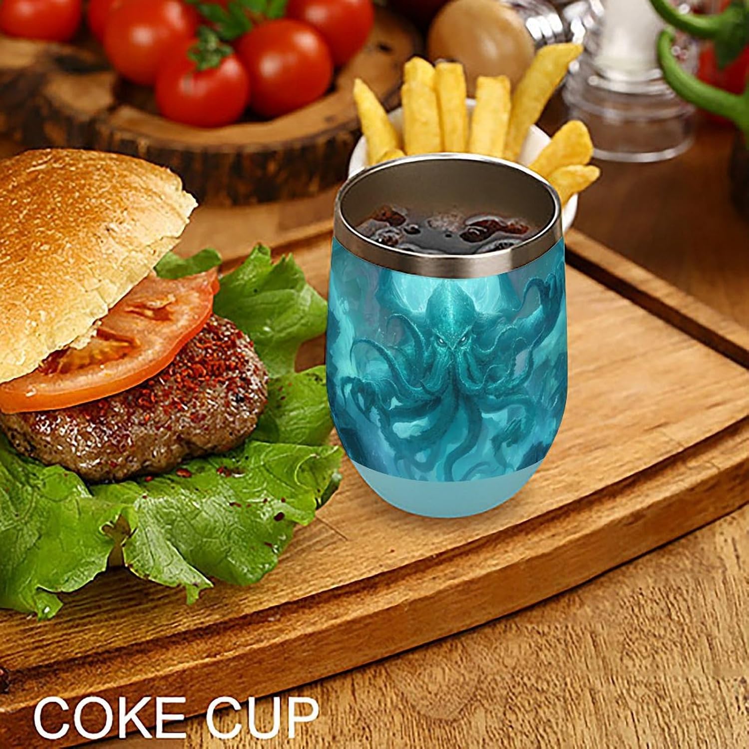 Octopus Tentacles Wings Oceancthulhu Insulated Drinking Cup Stainless Steel Coffee Mug Wine Tumbler with Lid 12OZ