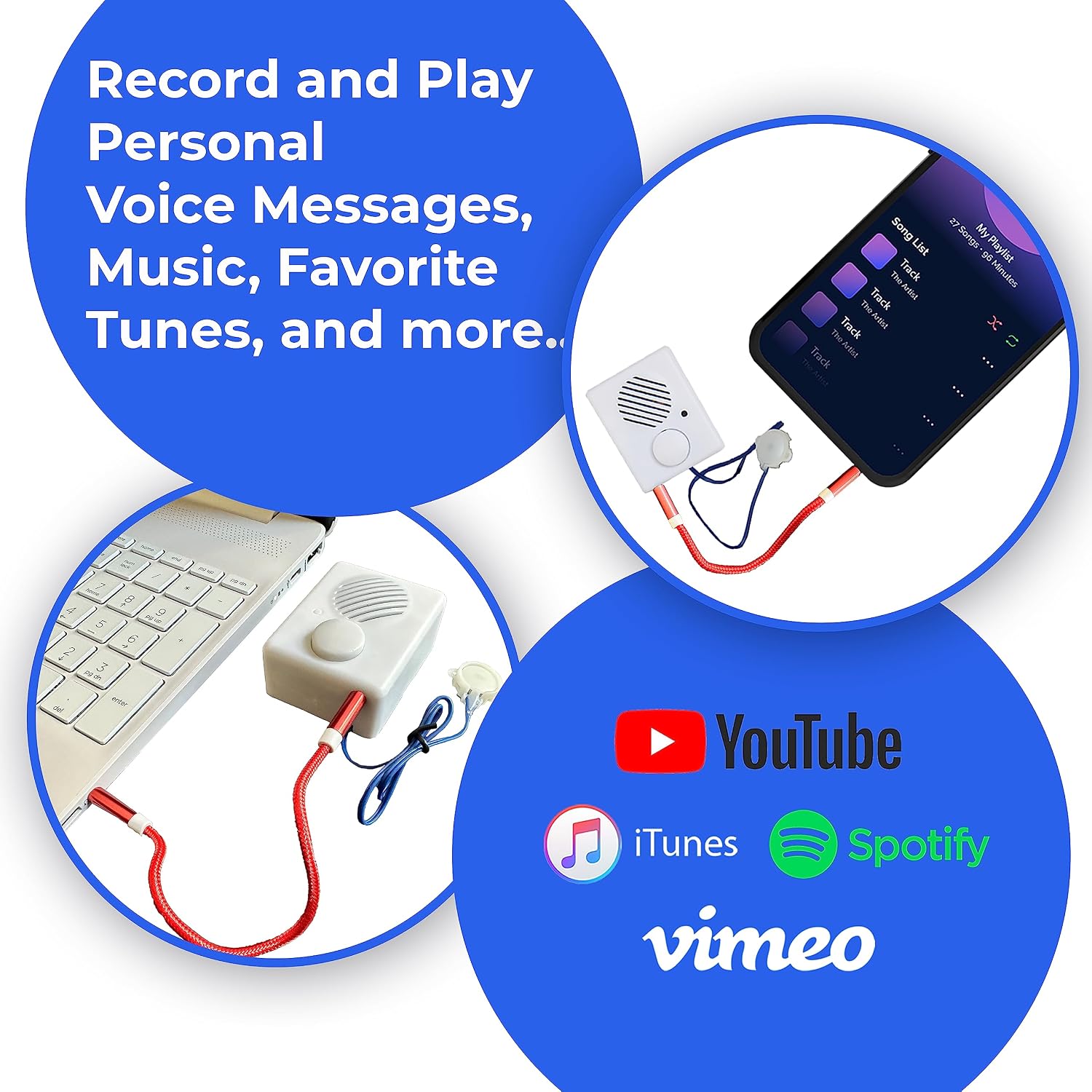 EZSound Box - 10 inch Extension Play Button for Stuffed Animals, Craft Projects, School Presentations, Hobbies, Personalized Items, Model Trains, etc - 200 seconds - Rerecordable thru Audio Port