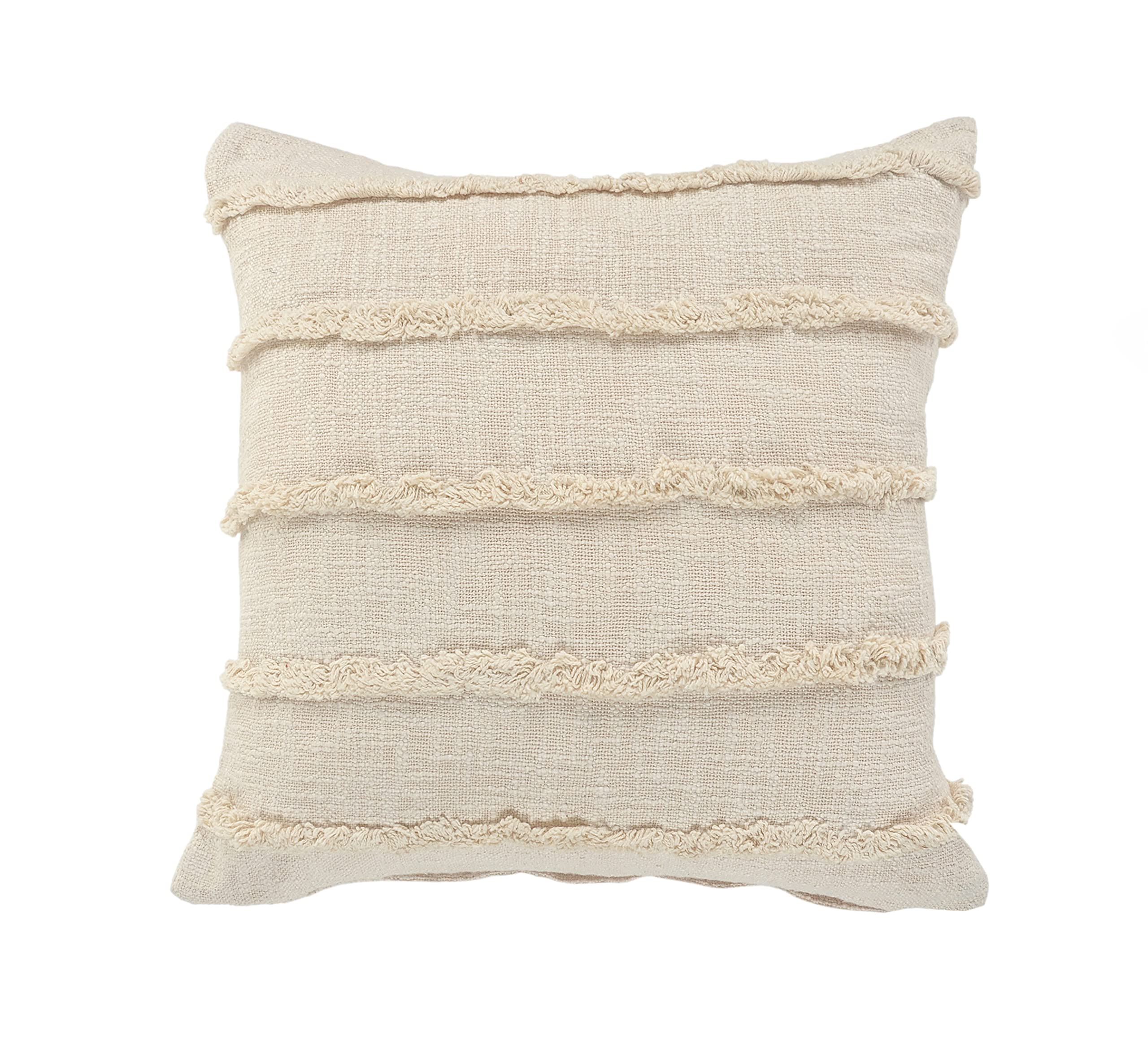 Trade AM LR Home 20x20 Inches Solid Shag Throw Pillow Covers for Home Decor | Classic Boho Cushion Covers for Throw Pillows | Perfect for Living Room Couch & Bedroom Decorations | Off White