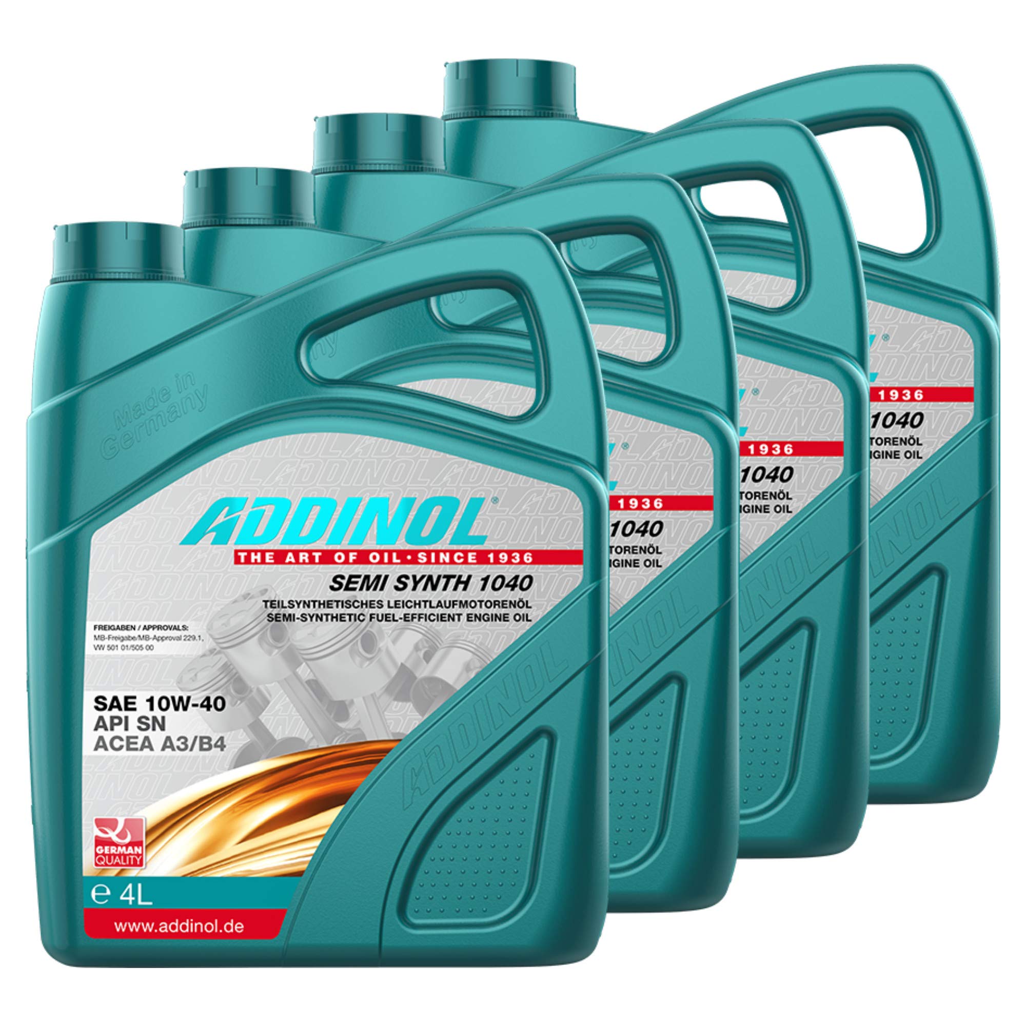 4X Addinol Motoröl Motorenöl Motor Motoren Motor Oil Engine Oil Benzin Diesel 10W-40 Semi Synth 1040 5L 72098481