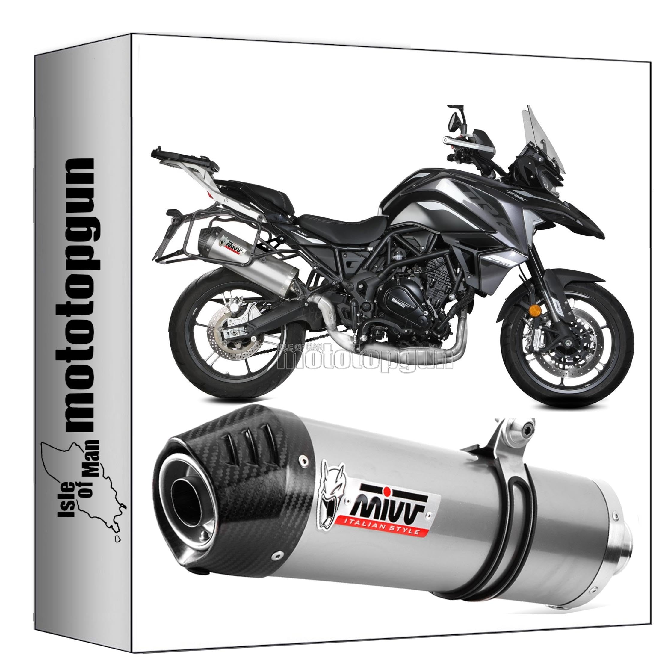 mivv scarico omologato cat-oem oval inox compatibile con benelli trk 702 / x 2023 2024 mototopgun