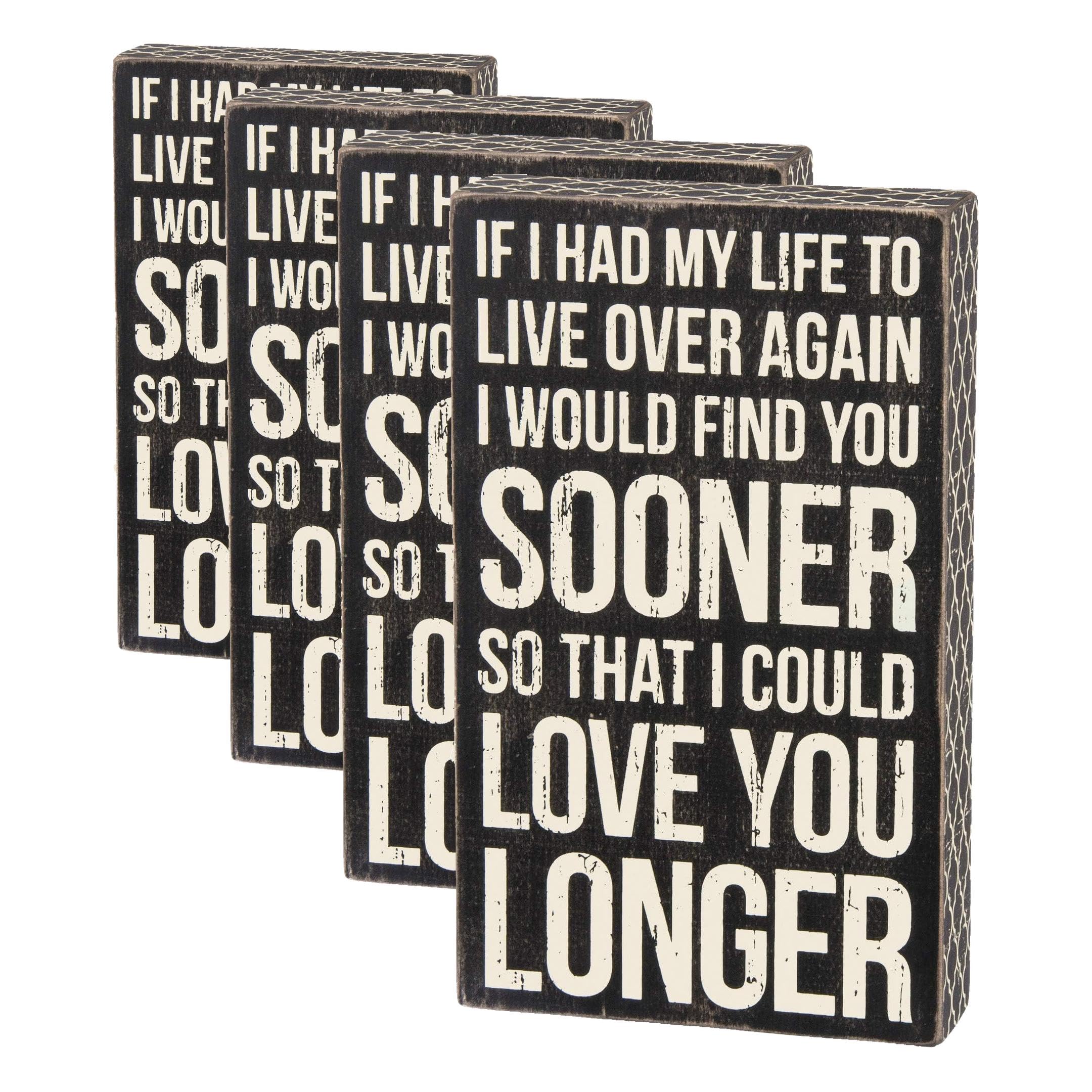 Primitives by Kathy 27283 Classic Box Sign, I Could Love You Longer (Pack of 4)