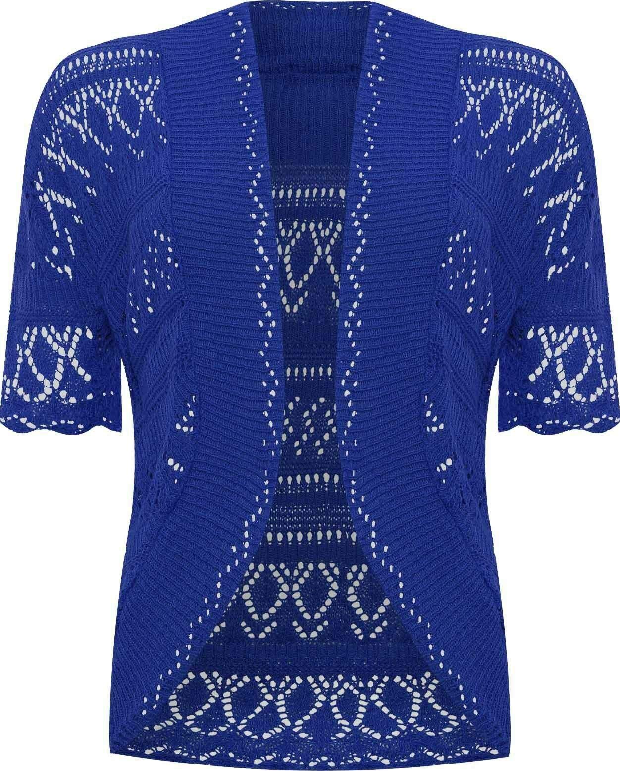Romaans Women's Royal Blue Knitted Bolero Crochet Cardigan Shrug (, Xxl 20-22)