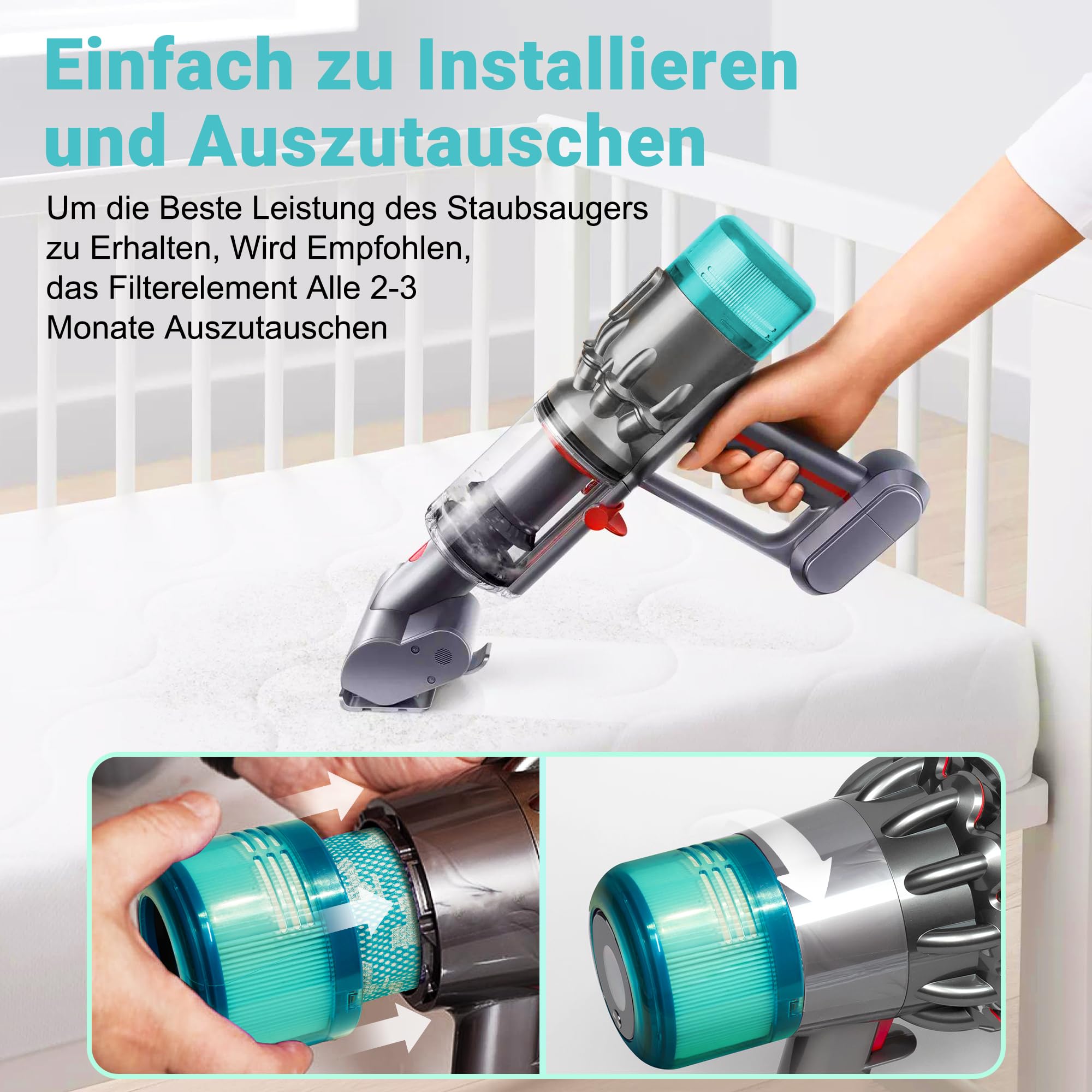 Elalove Filtr HEPA ze szczotką do odkurzacza V11 i V15 – filtr zamienny do Dyson V11 V15 SV14 SV17 SV22 Detect Animal Absolute Extra Pro