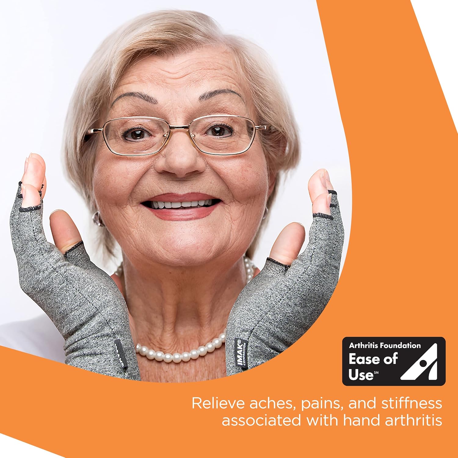IMAK® Compression Arthritis Gloves, Medium – Premium Arthritic Joint Relief for Rheumatoid & Osteoarthritis – All-Day Comfort – The Only Glove Commended for Ease of Use by The Arthritis Foundation : Health & Household