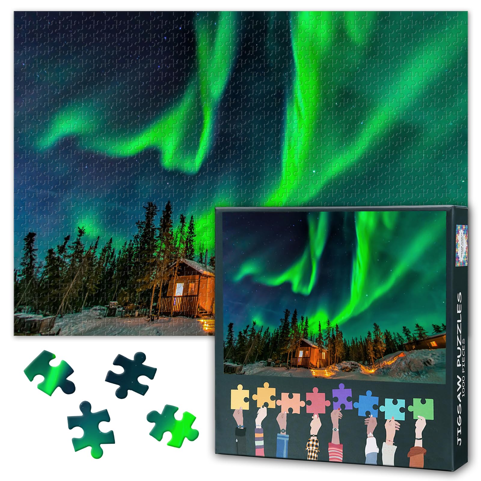 Aurora Polar Lights 1000-Piece Puzzle - Premium 50x70cm Mindfulness Northern Lights Art, Intricate Details for Mindful Evening Activity, Family Challenge Night & Adults