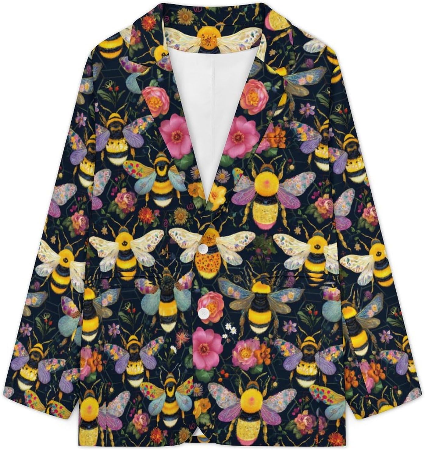 Bees Honeycombs Suit Jacket for Men Print Coat Jackets Dress Suits Party Wedding