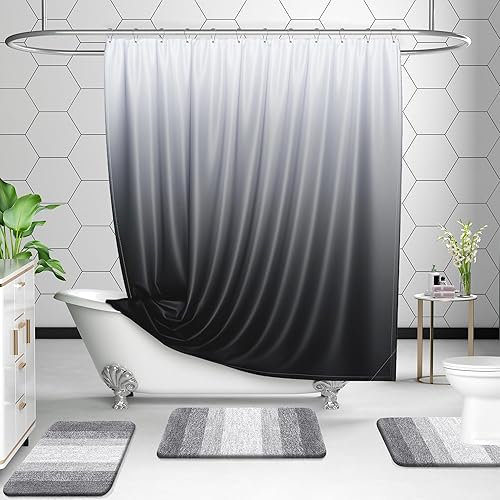 Miniatura 171 de OLANLY Juego de 2 alfombras de baño de 2 piezas, alfombras de baño de microfibra suave y absorbente y alfombra de inodoro con contorno