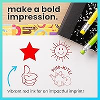 Vista 6 de ExcelMark Sello redondo para profesor - Estrella feliz - tinta roja