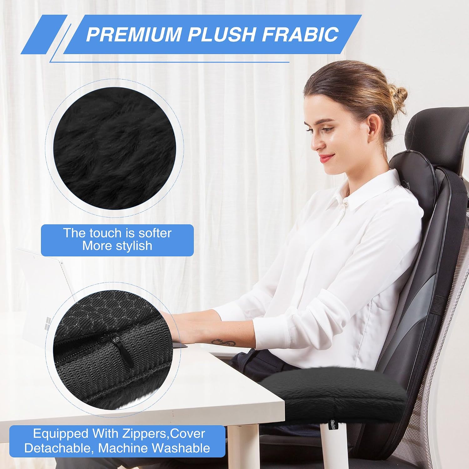 SPRING SEAON Desk & Office Chair Arm Pads Covers Fuzzy Memory Foam Pads image 2