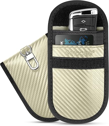 Vista 53 de TICONN Faraday - 2 bolsas para llavero, protector de jaula Faraday de 3.5 x 5.0 pulgadas, bloqueo de señal RFID para automóvil, bolsa antirrobo Negro