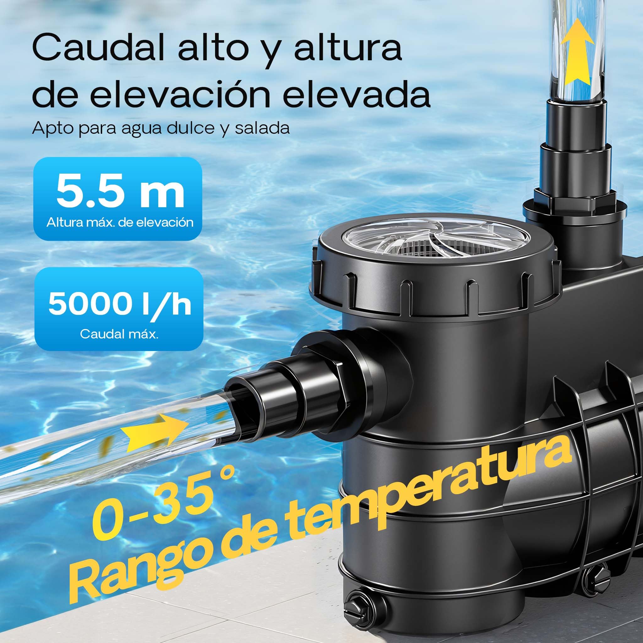 SunSun Bomba de piscina 5000 L/h 220W Bomba de recirculación Bomba de filtro Pool