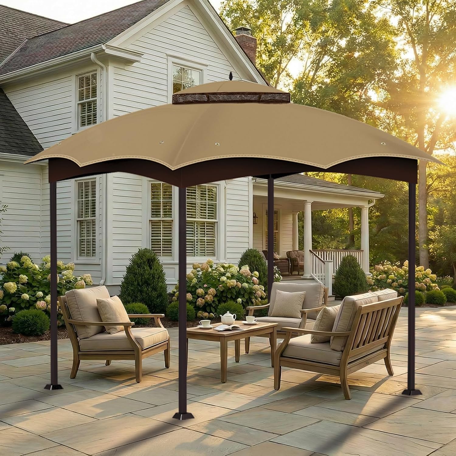 10'x12' Gazebo Replacement Canopy Top for Allen Roth GF-12S004B-1, Khaki image 2