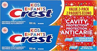 Crest Kid's Toothpaste Cavity Protection Sparkle Fun Gel, 200 mL Total (2 Count of 100 mL Each)
