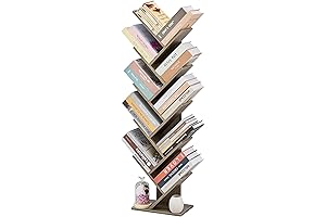 Rolanstar 10 tier tree bookshelf, free standing tree bookcase with free standing...