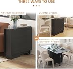 HOMCOM Folding Dining Table, 55" Drop Leaf Table for Small Spaces, Foldable Table with Storage Shelves for Kitchen, Dining Room, Black