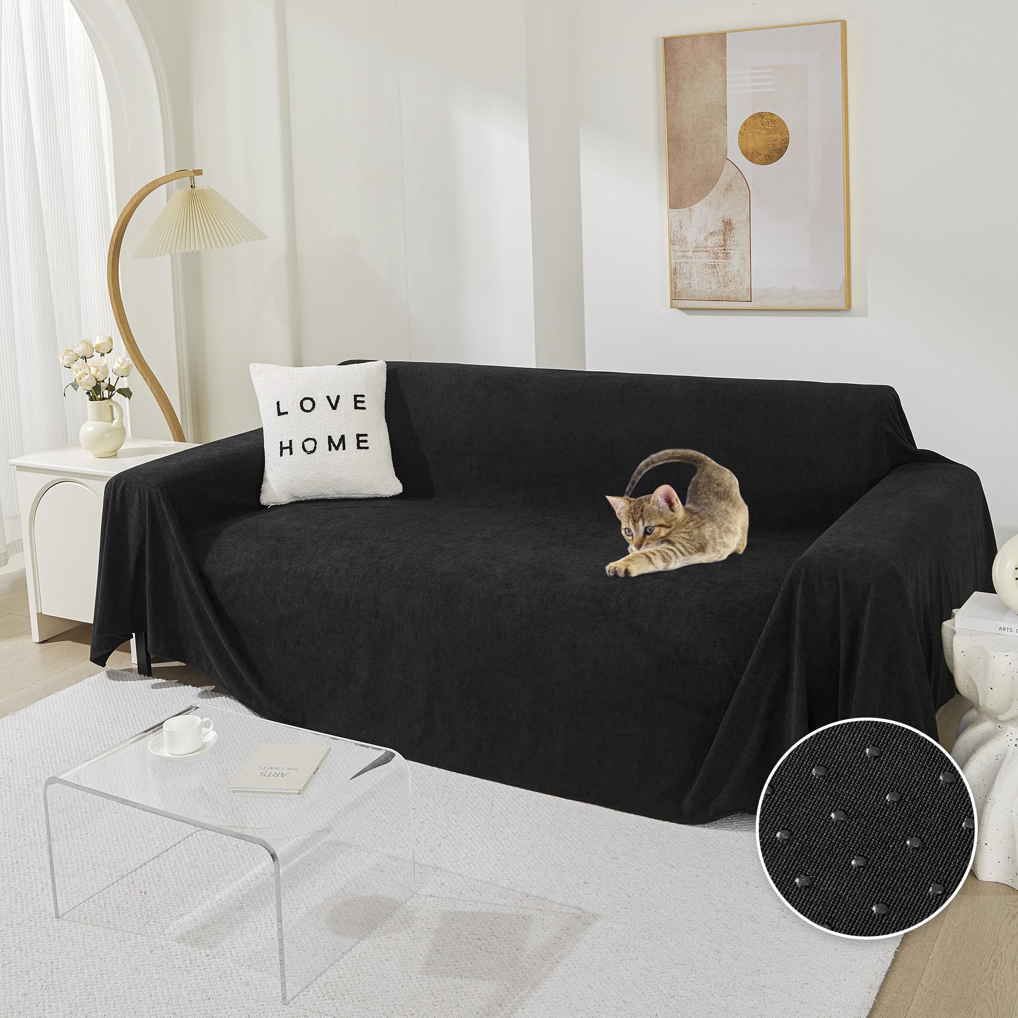 MEETSKY Couch Cover for 3 Cushion Sofa Washable, Cat Scratch Proof Sofa Covers, Furniture Protector L Shape Sofa Slipcovers Soft Sectional Couch