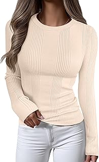 Women's Long Sleeve Slim Fit Crewneck Lightweight Sweaters 2025 Fall Win...