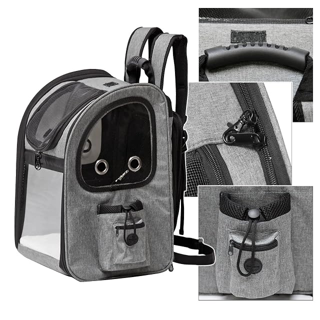 Foto 3 de 8 de Fudajo Mochila para Mascotas transportín para Perros y Gatos hasta 6kg Malla Ventanas Bolsa Viaje