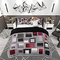 Vista 50 de Funda de edredón abstracta de color negro y morado, tamaño Queen, funda de edredón de geometría moderna con 2 fundas de almohada para adolescentes