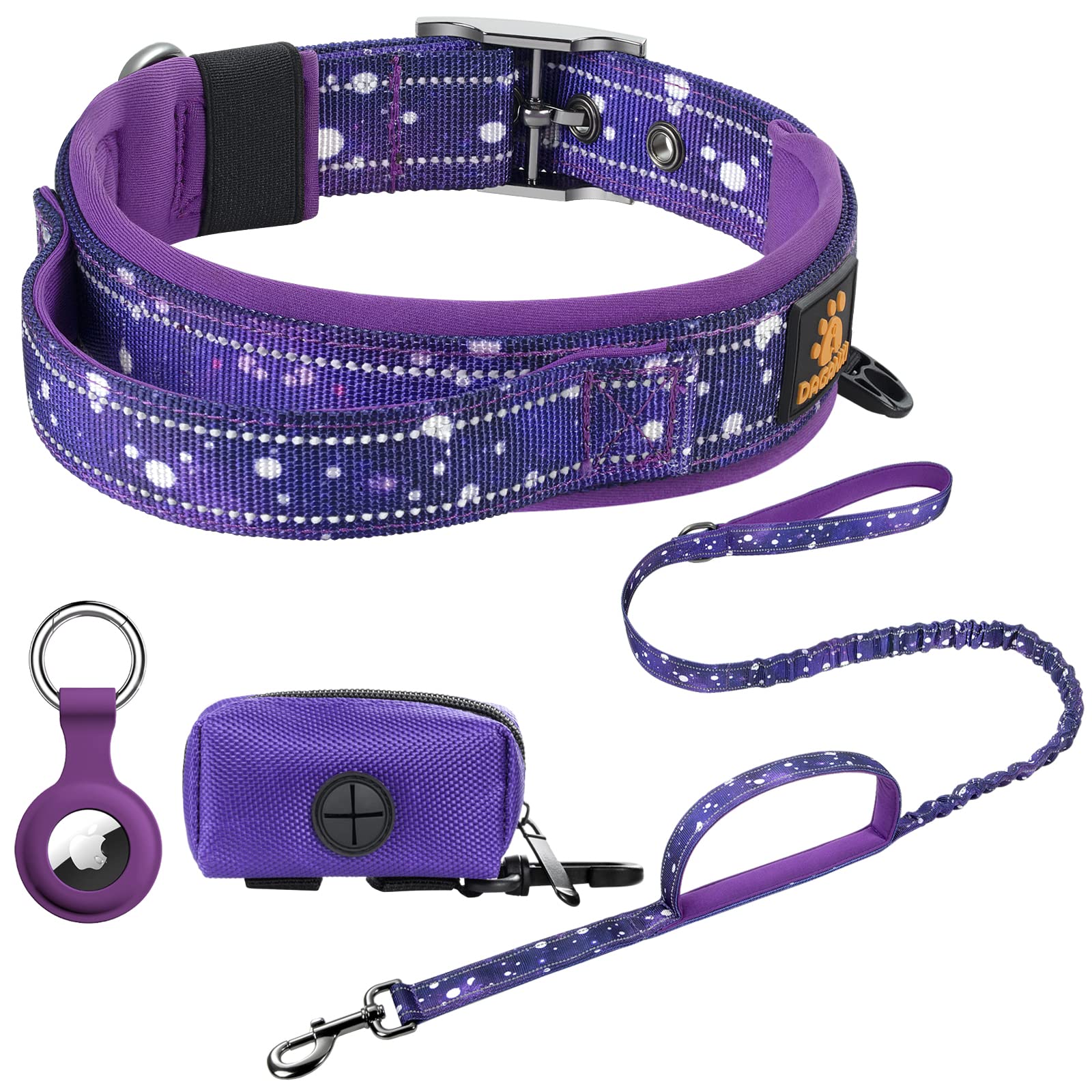 Collar para mascotas DAGANXI ajustable en nylon negro para perros medianos