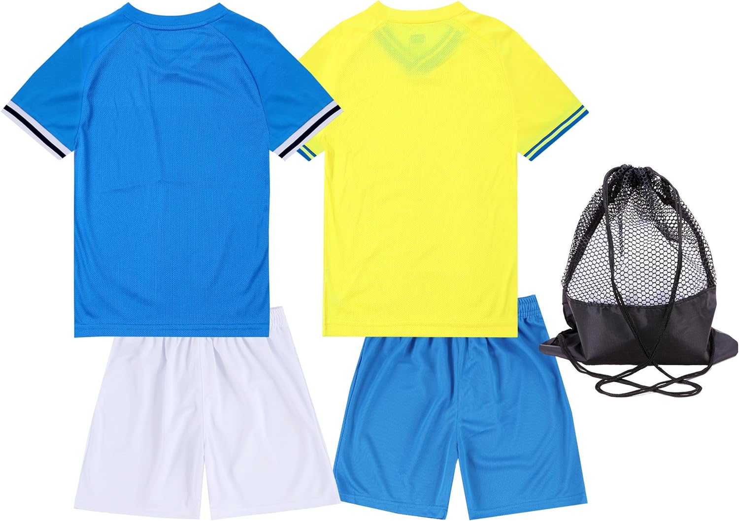Hiheart Boys 2 Pack Soccer Jersey Set Team Sports T-shirt and Shorts with Mesh Ball Bag