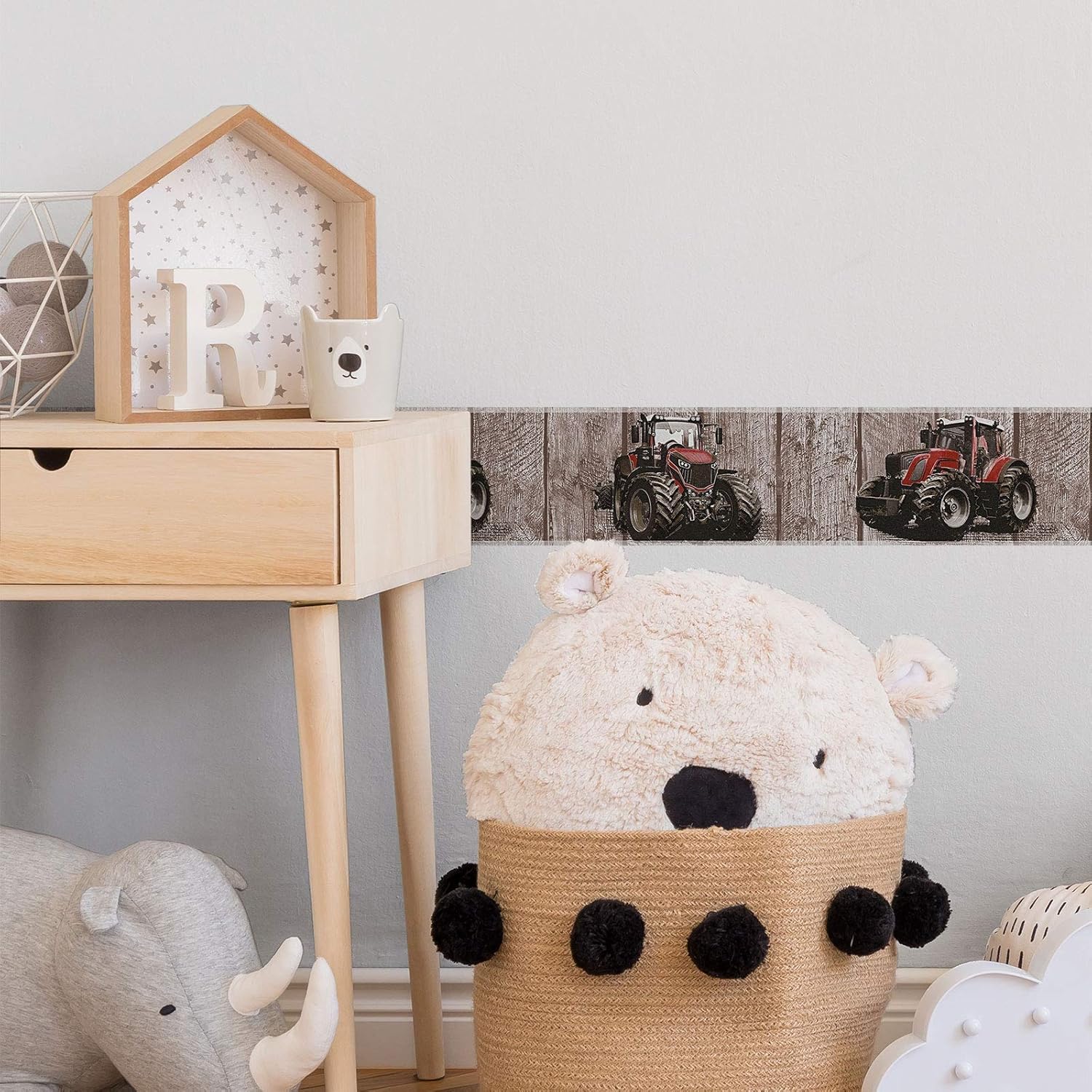 Wood Look Wallpaper Border Little Stars Non-Woven Wallpaper 5.00 m x 0.13 m Red Brown Made in Germany by Livingwalls 358432 35843-2