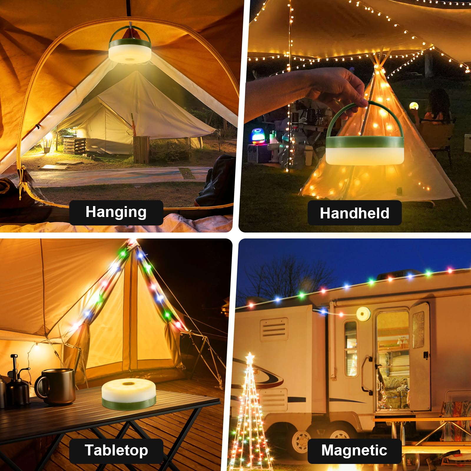 Guirlande LED Camping 4-en-1 10m USB Rechargeable 2000mAh étanche