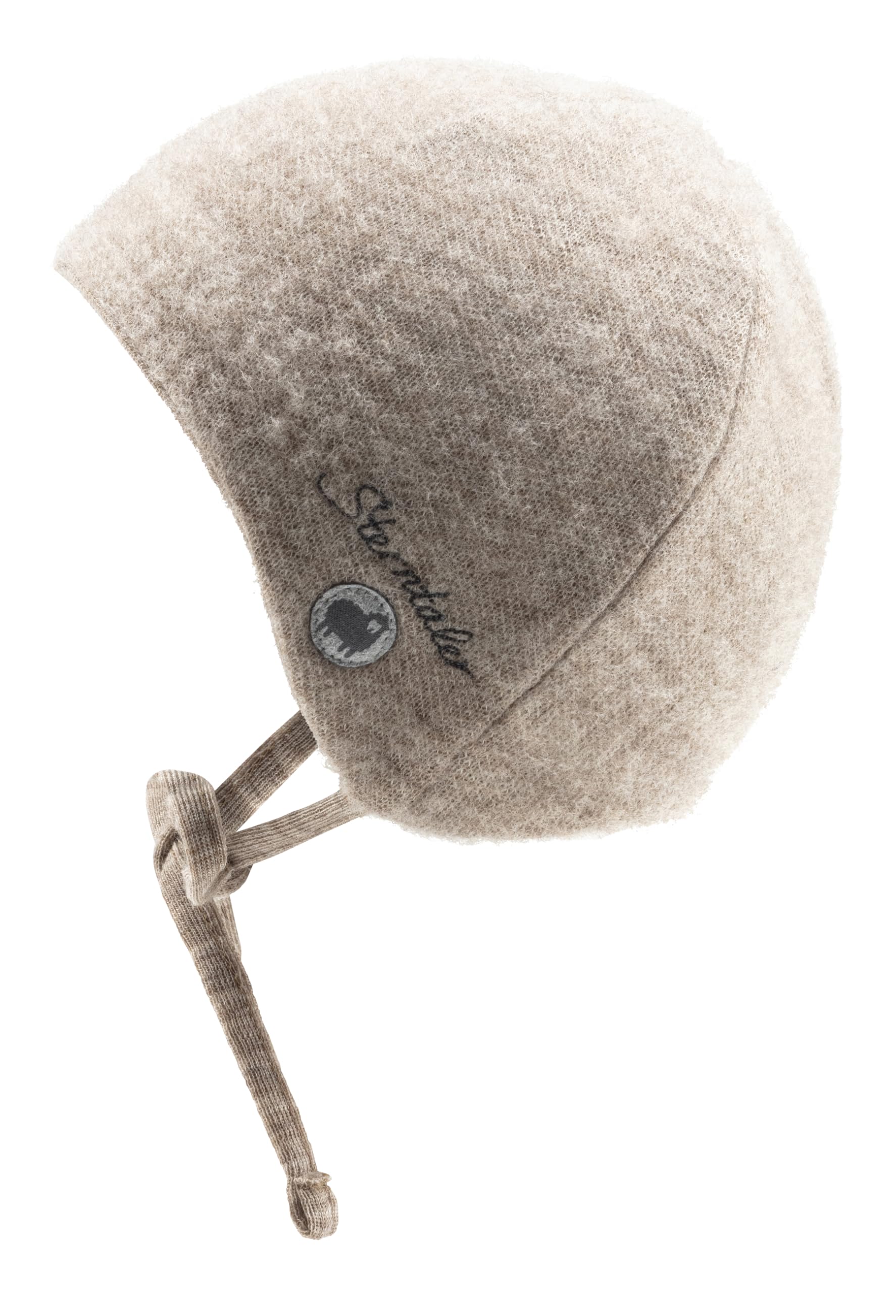 Sterntaler Mütze mit feinem Streifen und Applikation Bär - Jungen Beanie mit Ohrenklappen und Bindeband