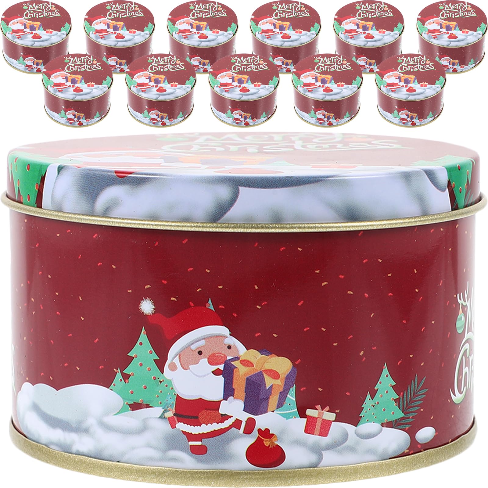 MAGICLULU Lot de 12 boîtes rondes en fer blanc pour biscuits de, bonbons, aliments