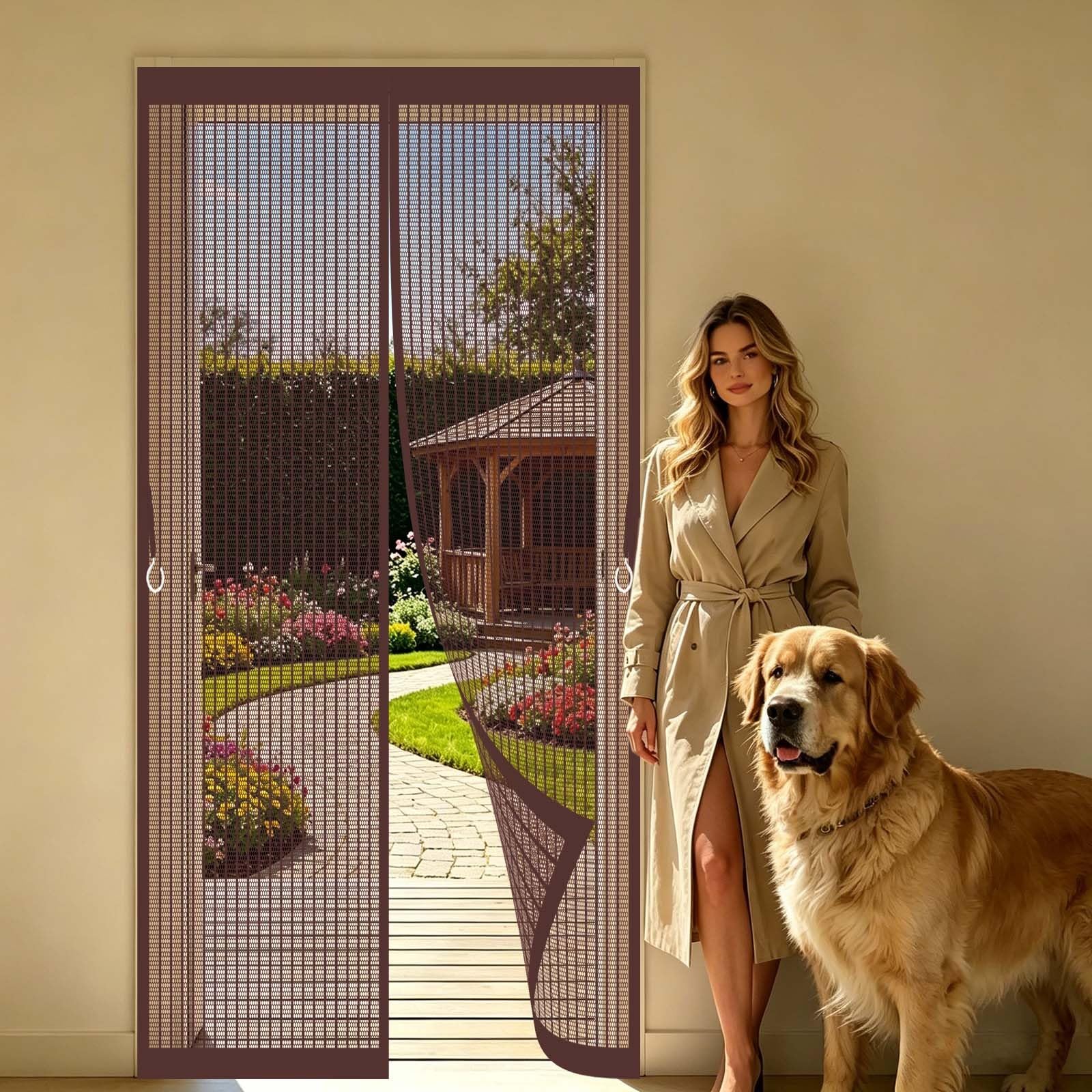 Moustiquaire porte magnétique pour terrasse et patio profitant de l'air frais