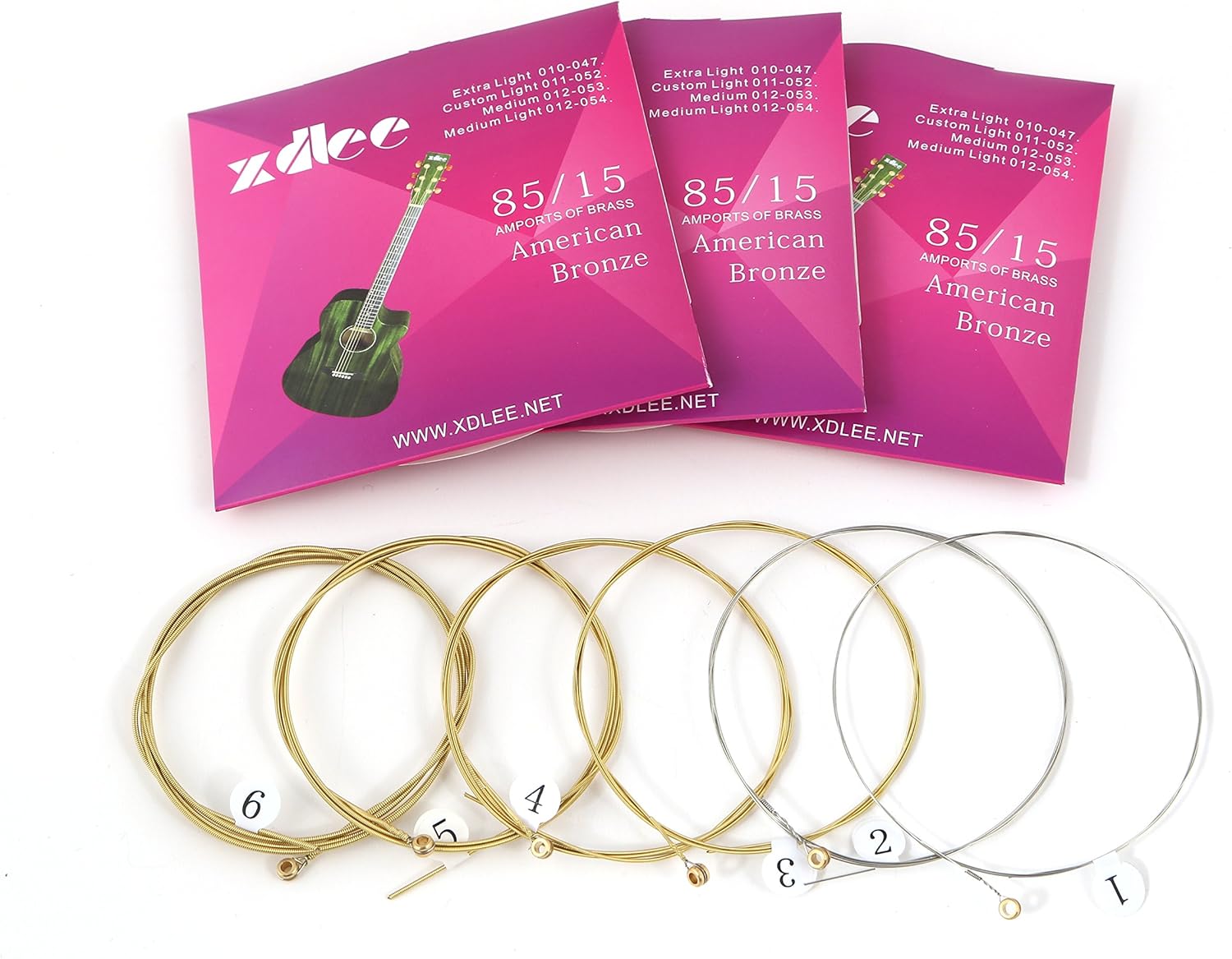 Xdlee 80/20 Coated Bronze Acoustic Guitar Strings Medium