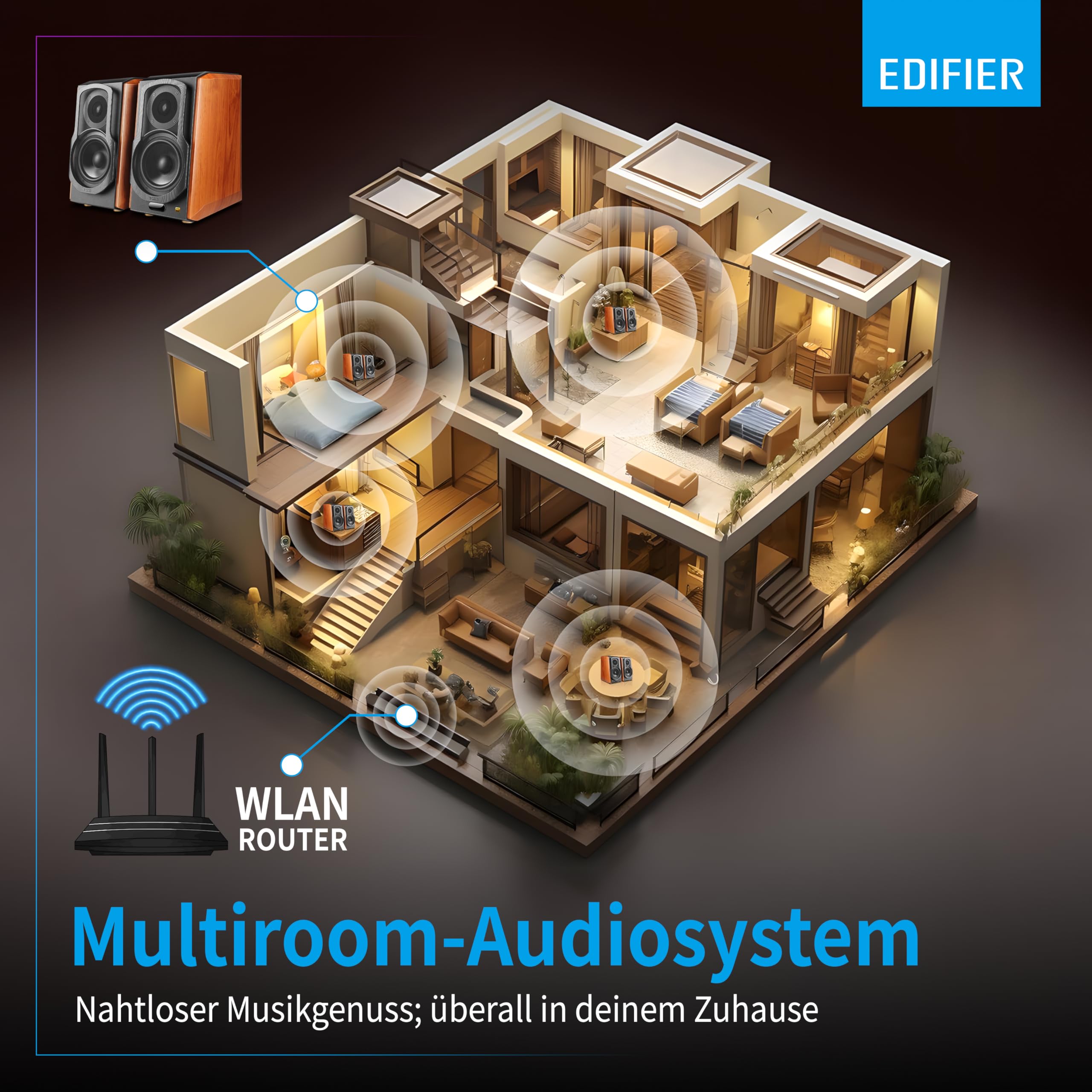 Edifier S1000W WiFi Lautsprecher mit Bluetooth, digitalen und analogen Eingängen Funktioniert mit Amazon Alexa, Apple AirPlay 2, Spotify, Tidal und noch mehr.