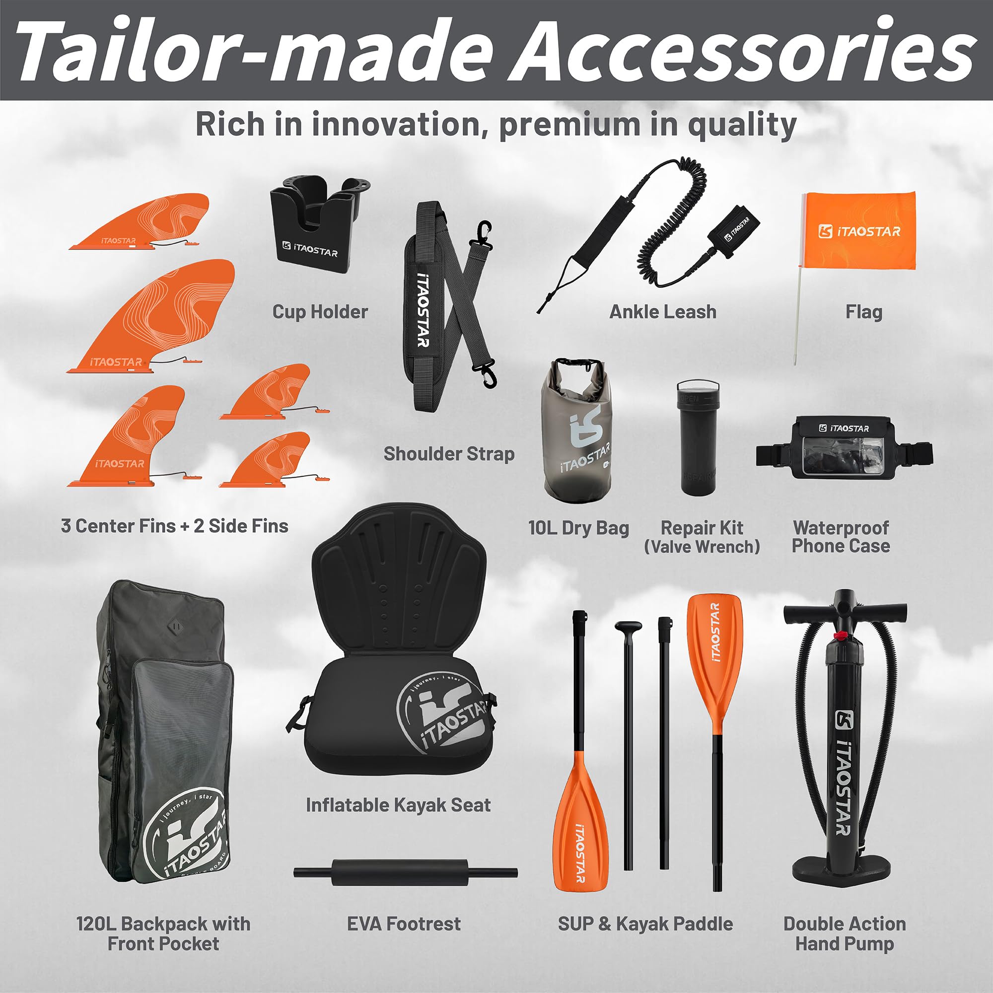 iTAOSTAR Tabla de Paddle Surf Hinchable Extra Ancha Lead Kit de Tabla Sup Premium con 5 Aletas – Tabla de Paddle Surf ultraestable para Adultos y jóvenes – Todos los Niveles de Habilidad