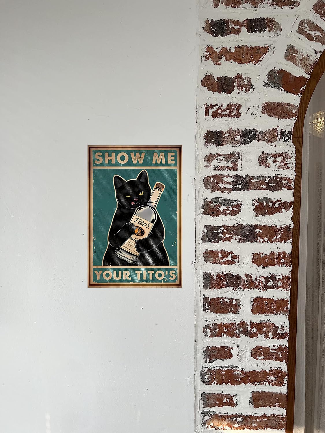 Plaque Murale Métal Vintage Forme Chat Noir - 20x30 Cm, Style Hippie Rétro, Décoration Maison, Café, Bar - 9