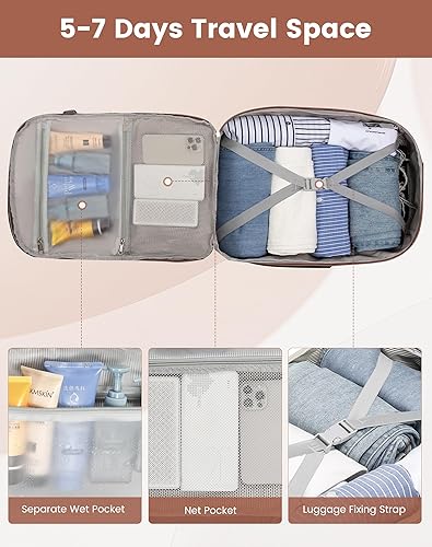 Miniatura 9 de LOVEVOOK Mochila de viaje grande para mujer, mochila para artículos personales, esenciales, Negro-beige-marrón, Mochilas de viaje