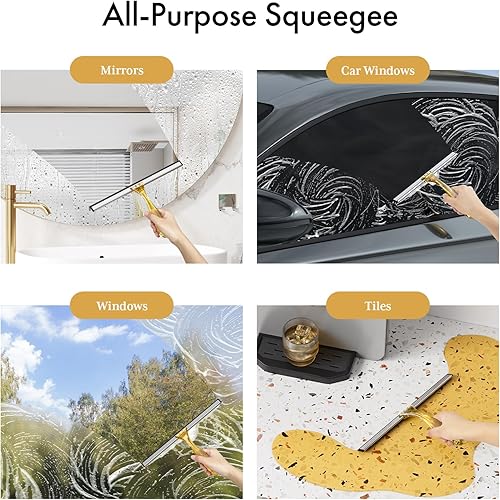 Miniatura 41 de AmazerBath Escobilla de ducha para puertas de vidrio, escobilla multiusos con gancho de succión y gancho adhesivo, escobilla transparente