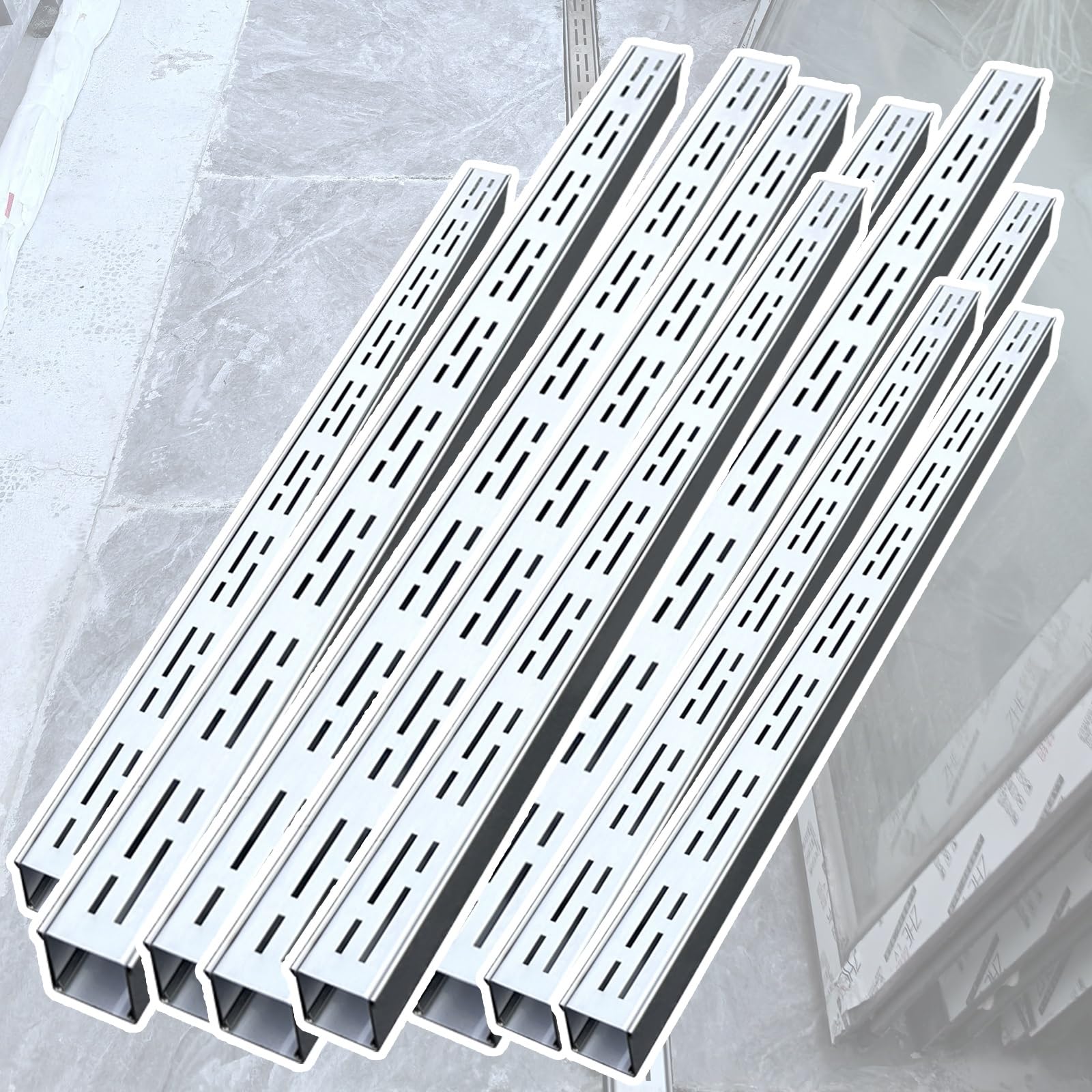 GDMDPTE Outdoor Trench Drain Cover with Removable Grate - Slim Channel Drain System for Yard Driveway & Shower Drainage Solutions