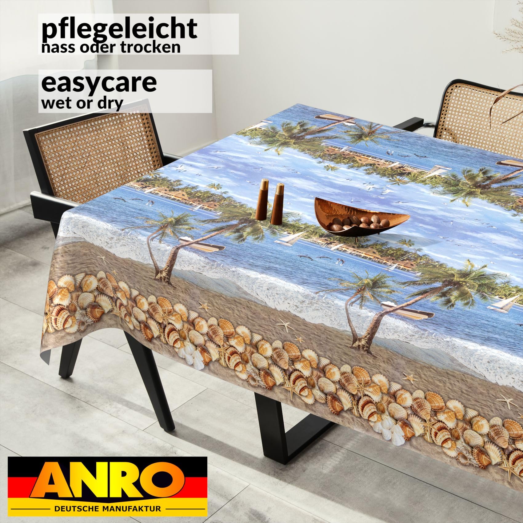ANRO Oilcloth Tablecloth, Washable, Oilcloth, Garden Tablecloth, Outdoor, Indoor, 100 x 140 cm, Cut Edge, Holiday - Image 4