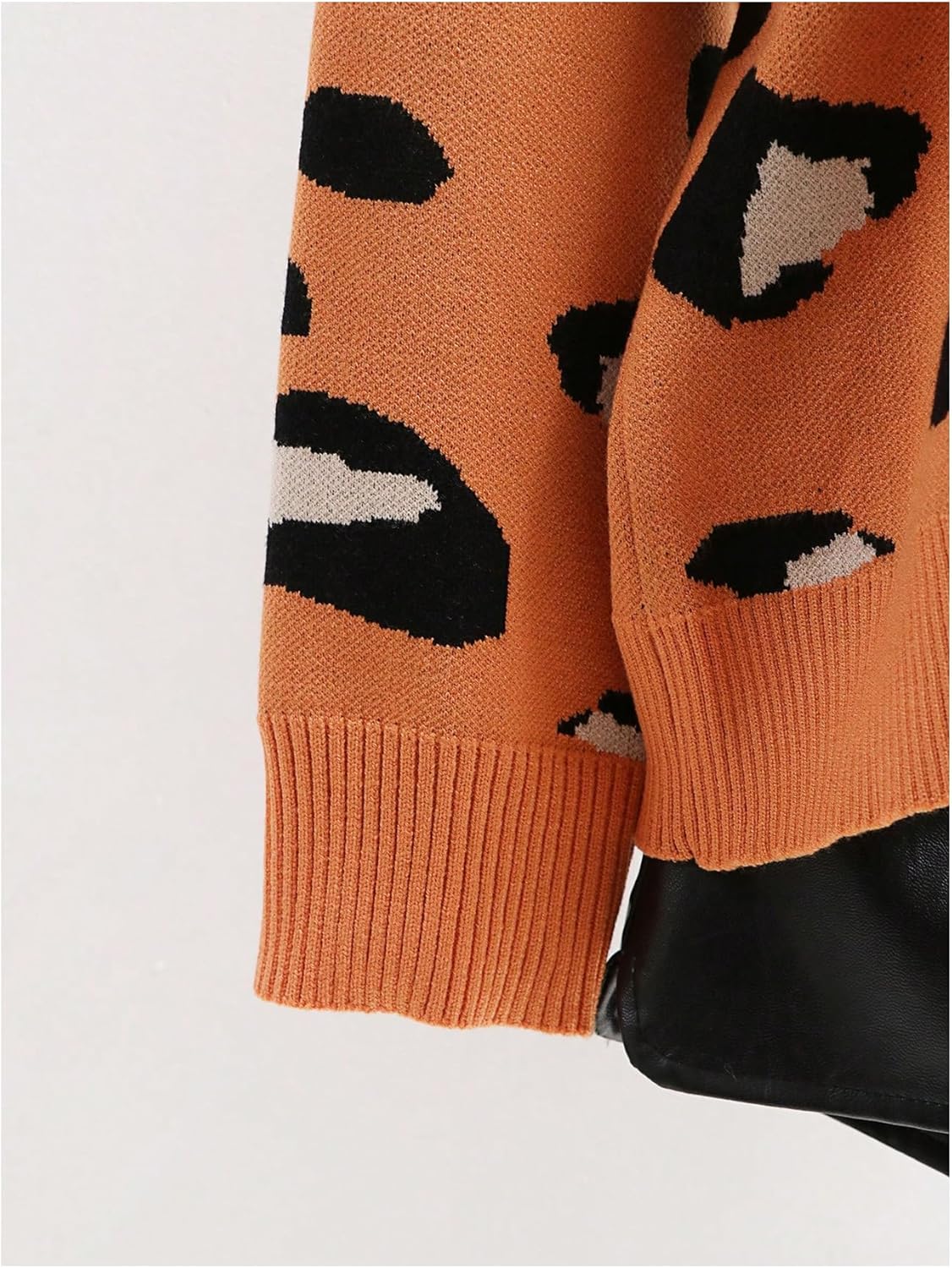 WDIRARA Women's Leopard Tiger Print Cardigan V Neck Long Sleeve Color Block Button Down Sweater Outwear - Image 6