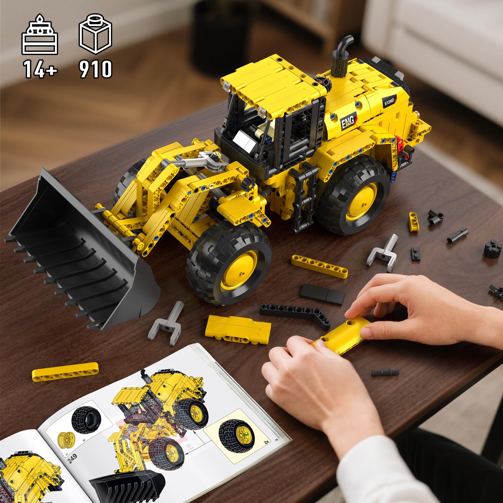 Mould King 17084 Tecnología Cargadora de Ruedas Bloques de Construcción - Vehículo de Construcción Juguete con Dirección de Doblez y Pala Móvil - Regalo de Cumpleaños Juguete para Bloques de