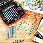 26 Pieces Aluminum Interchangeable Circular Knitting Needle Set,13 Size Interchangeable Crochet Needles for Knitting