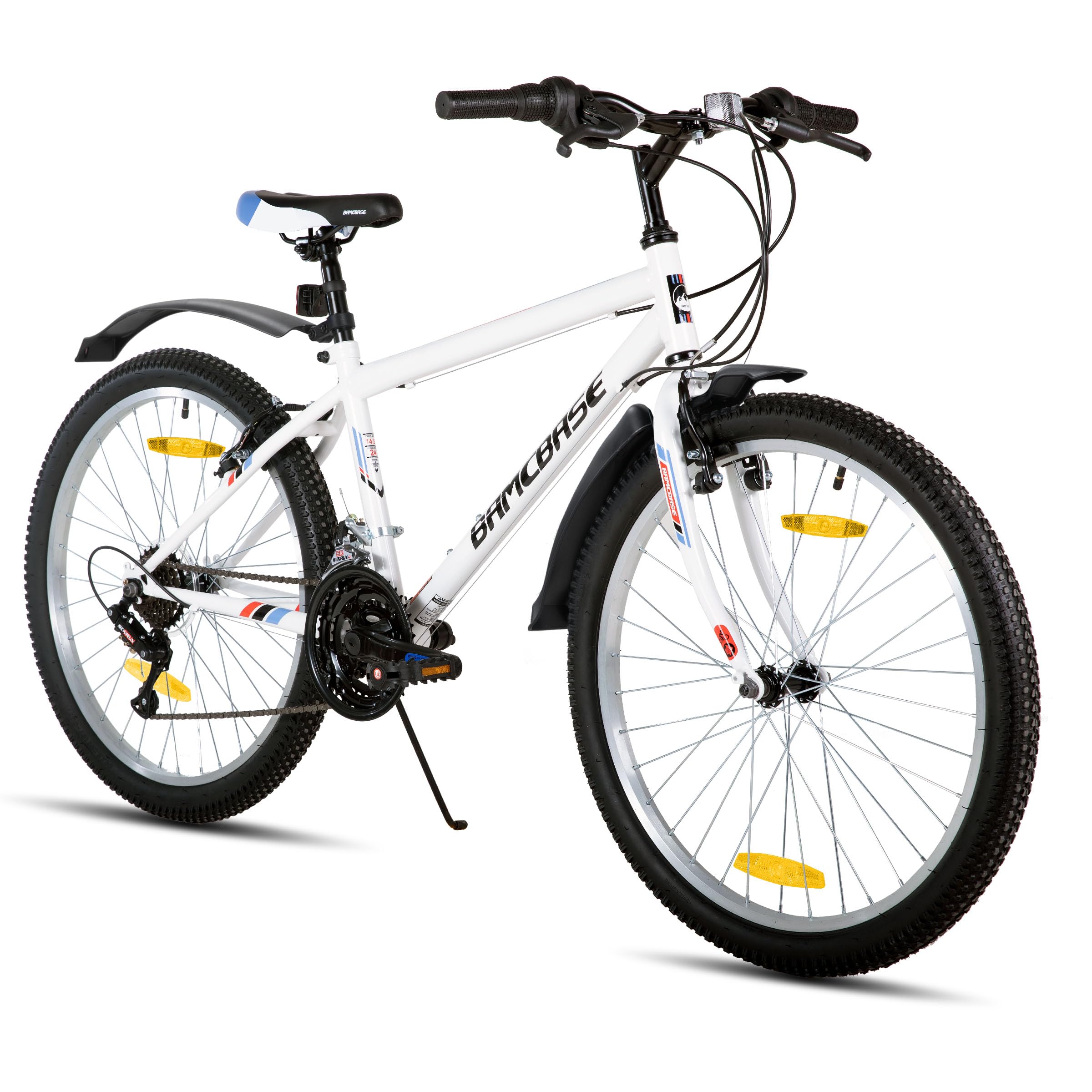 Hiland Bicicleta de Montaña de 24/26 Pulgadas para Jóvenes y Adultos, Bicicleta de Montaña con 18 Velocidades, Doble Frenos en V, MTB para Mujeres y Hombres, Negro/Blanco