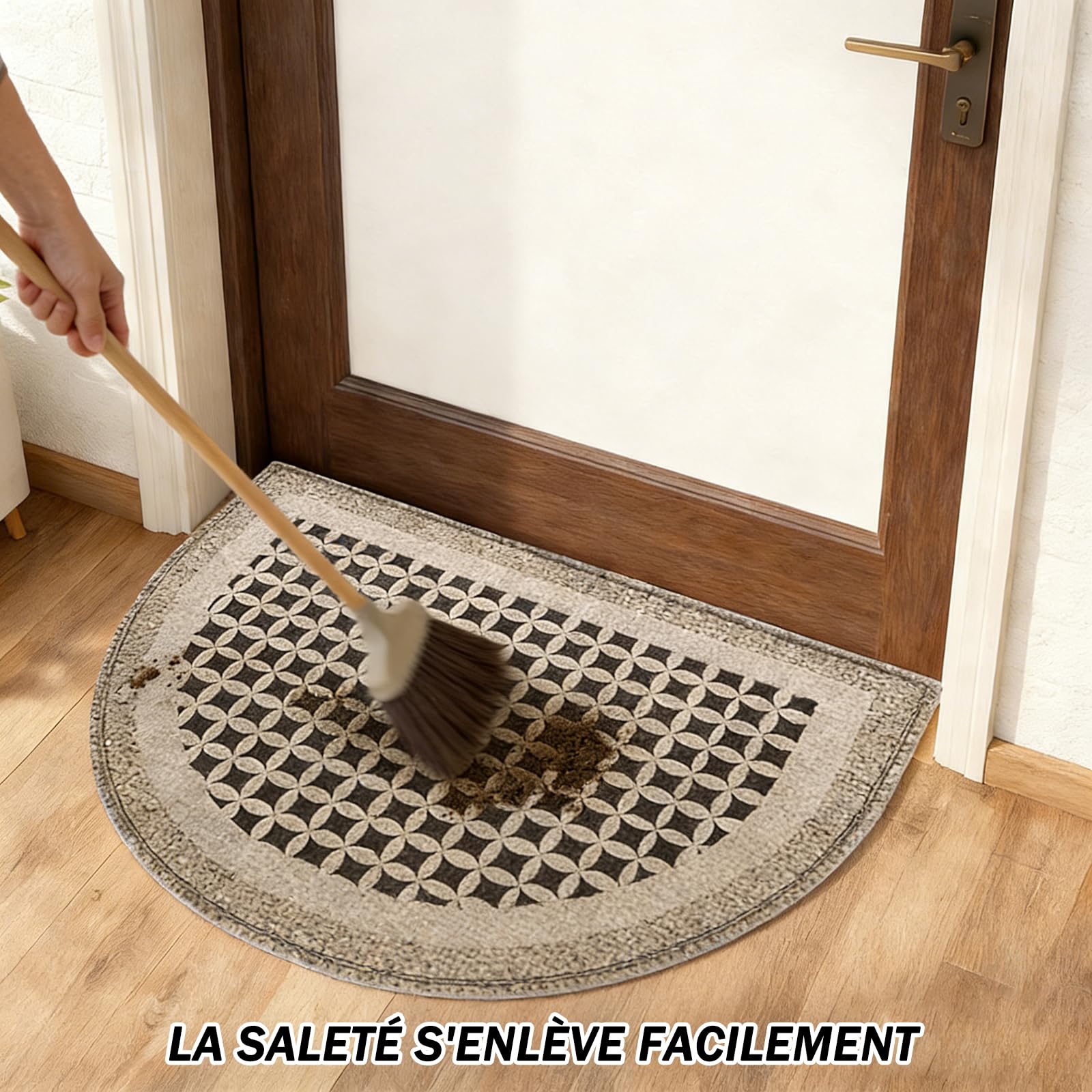 Semi-Circulaire Paillasson, Antidérapant Paillasson D Entree Interieur Absorbantes épaisse Lavable pour Entrée Intérieur Cuisine-B-60×90cm