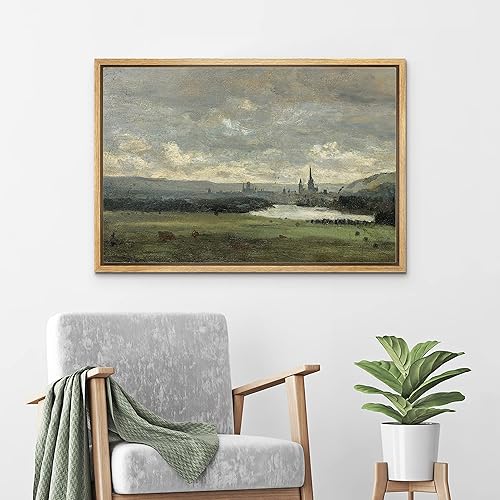 Miniatura 4 de wall26 Lienzo enmarcado de arte de pared, diseño de tormenta pastel, nube, valle, lago, paisaje, naturaleza, ilustraciones de área silvestre, bellas