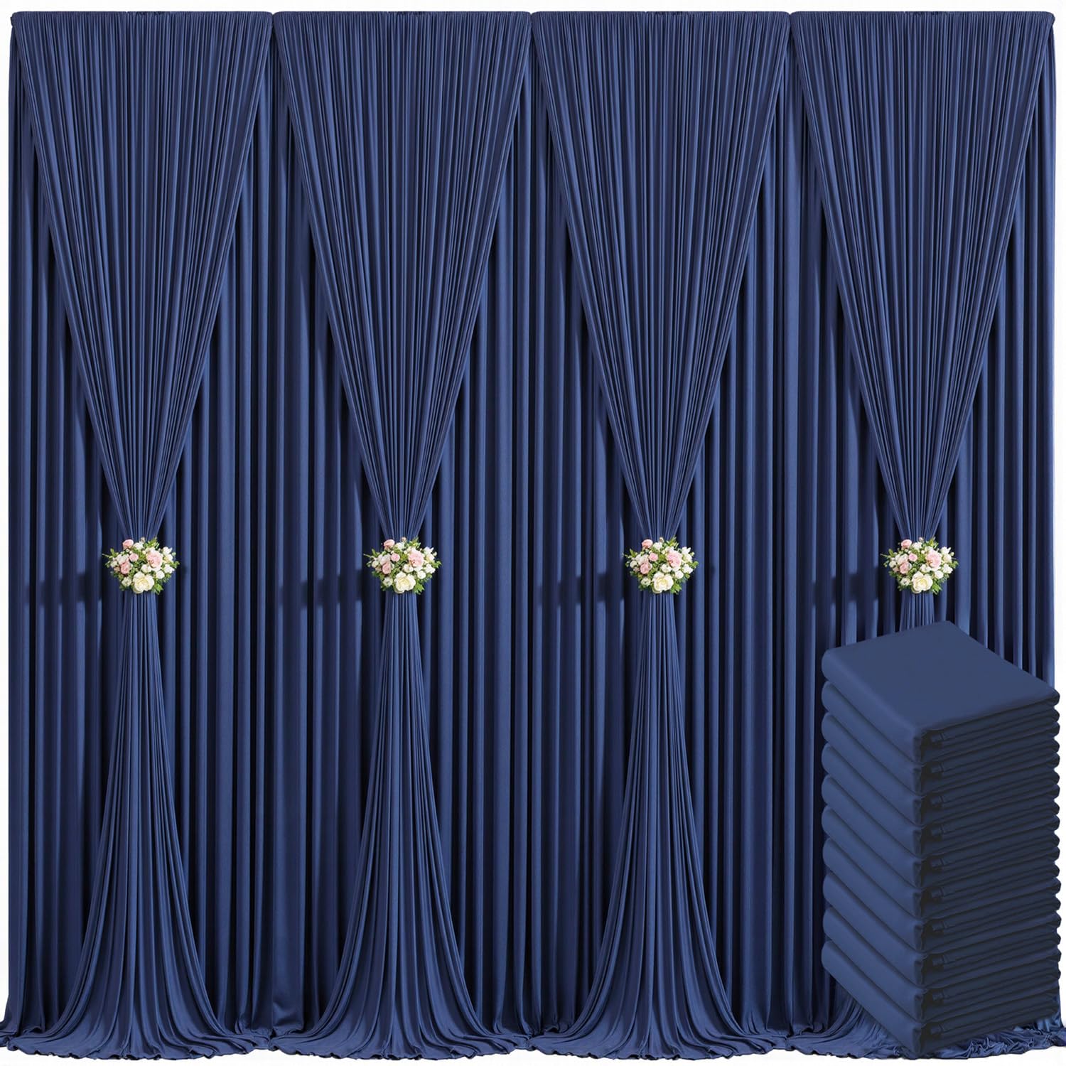 40ft x 10ft Ivory Backdrop Curtain for Wedding Ivory Wrinkle Free Backdrop Drapes Panels for Parties Baby Shower Bridal Shower Birthday Photo Photography Polyester Fabric Background Decoration — view 94