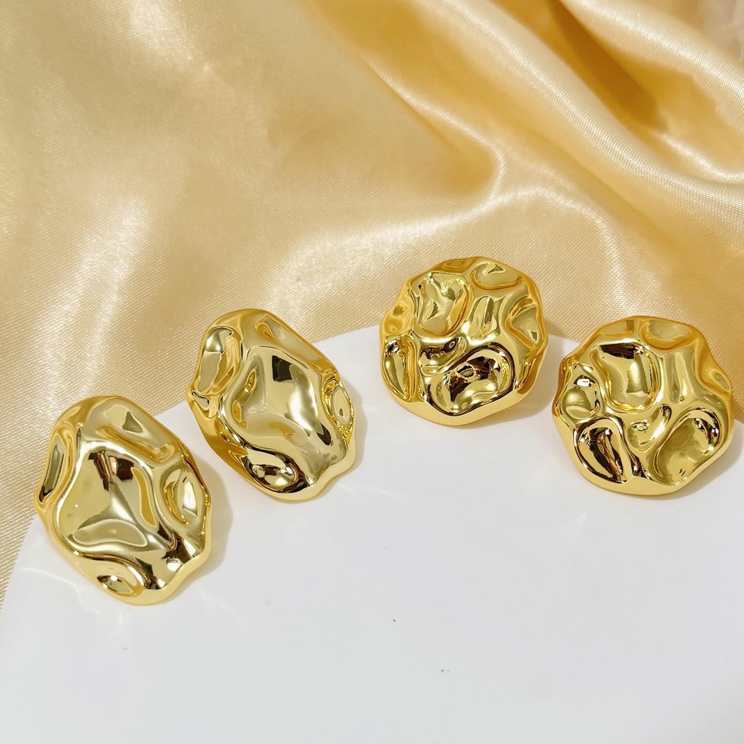 Big Chunky Gold Earrings for Women Geometric Earrings Vintage Statement Trendy Jewelry - Image 5